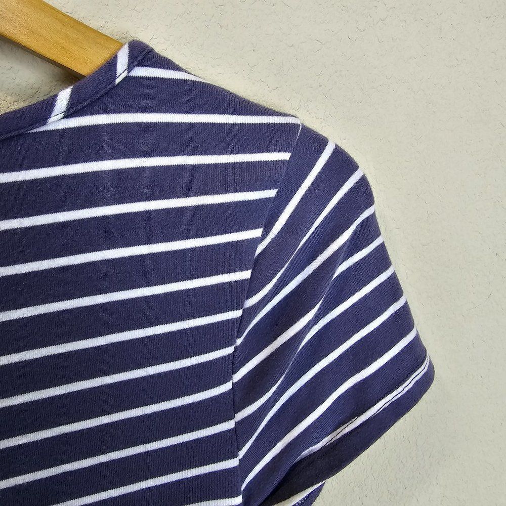Isabel Maternity Ingrid & Isabel Blue Grey Ruched T-Shirt Dress Stripe Size S - Picture 4 of 6